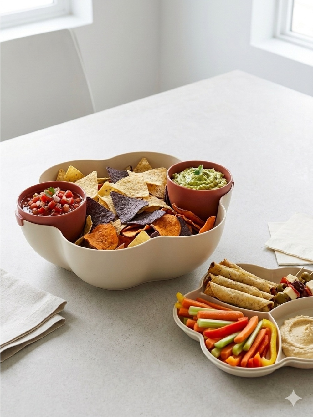 Tupperware Chip N Dip Salad Bowl Dip Set Open House Style Cinnamon Lid as Server